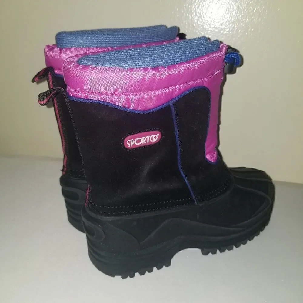Sporto Kids Black and Pink Rain & Snow Boots